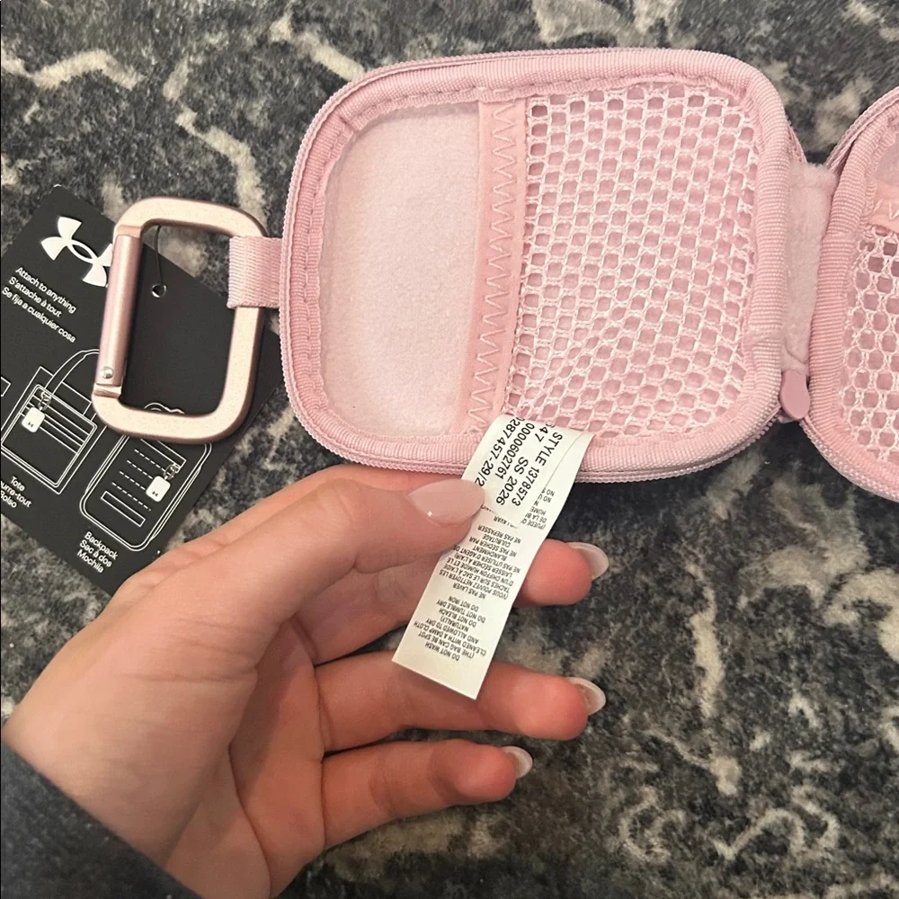 Under Armour Light Pink Case with Pink Logo and Carabiner